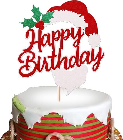 1 Pack Grinches Happy Birthday Cake Topper Merry Christmas Happy Birthday Cupcake Picks for Theme Grinches Christmas Theme Birthday Baby Shower Christmas Party Cake Decorations Supplies in Kuwait