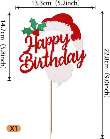 1 Pack Grinches Happy Birthday Cake Topper Merry Christmas Happy Birthday Cupcake Picks for Theme Grinches Christmas Theme Birthday Baby Shower Christmas Party Cake Decorations Supplies in Kuwait
