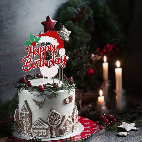 1 Pack Grinches Happy Birthday Cake Topper Merry Christmas Happy Birthday Cupcake Picks for Theme Grinches Christmas Theme Birthday Baby Shower Christmas Party Cake Decorations Supplies in Kuwait