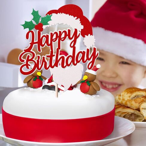 1 Pack Grinches Happy Birthday Cake Topper Merry Christmas Happy Birthday Cupcake Picks for Theme Grinches Christmas Theme Birthday Baby Shower Christmas Party Cake Decorations Supplies in Kuwait