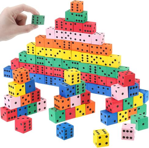 Jenaai 100 Pcs Foam Dice for Classroom Small Colorful Dice Cubes with Number Dots for Math Teaching Classroom Party Favor(Multicolor,0.79 Inch) in Saudi Arabia