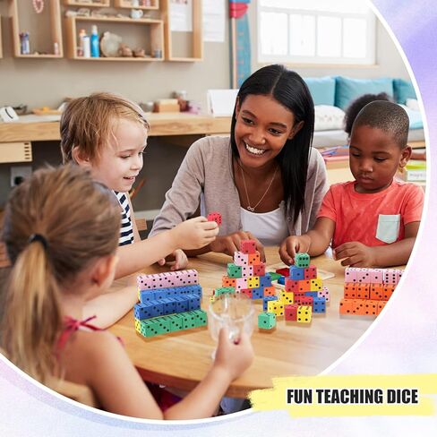 Jenaai 100 Pcs Foam Dice for Classroom Small Colorful Dice Cubes with Number Dots for Math Teaching Classroom Party Favor(Multicolor,0.79 Inch) in Saudi Arabia