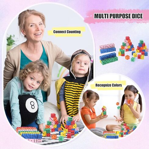 Jenaai 100 Pcs Foam Dice for Classroom Small Colorful Dice Cubes with Number Dots for Math Teaching Classroom Party Favor(Multicolor,0.79 Inch) in Saudi Arabia