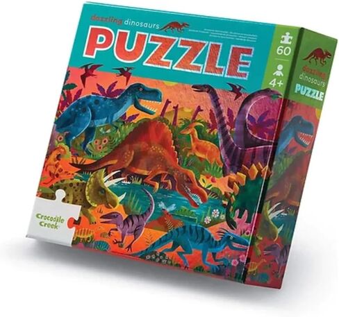 Crocodile Creek 60-Piece Holographic Foil Floor Puzzle for Kids Ages 4-8 and Up - Heavy-Duty Box for Storage - Magical Friends - 14" x 19" Finished in Saudi Arabia