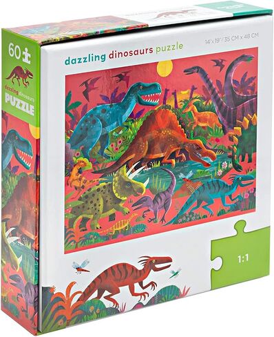 Crocodile Creek 60-Piece Holographic Foil Floor Puzzle for Kids Ages 4-8 and Up - Heavy-Duty Box for Storage - Magical Friends - 14" x 19" Finished in Saudi Arabia