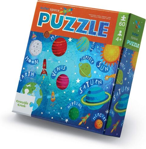 Crocodile Creek 60-Piece Holographic Foil Floor Puzzle for Kids Ages 4-8 and Up - Heavy-Duty Box for Storage - Magical Friends - 14" x 19" Finished in Saudi Arabia