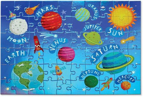 Crocodile Creek 60-Piece Holographic Foil Floor Puzzle for Kids Ages 4-8 and Up - Heavy-Duty Box for Storage - Magical Friends - 14" x 19" Finished in Saudi Arabia