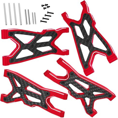 Aluminum Suspension Arms A-Arms Upgrades Part for 1/8 Typhon 3S BLX 4x4,1/10 Big Rock 3S BLX V3,4PCS RC Alloy Front Rear Suspension A Arms Hops up,Red in Saudi Arabia