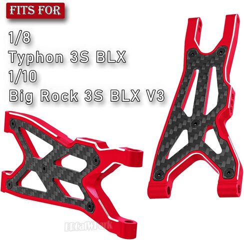 Aluminum Suspension Arms A-Arms Upgrades Part for 1/8 Typhon 3S BLX 4x4,1/10 Big Rock 3S BLX V3,4PCS RC Alloy Front Rear Suspension A Arms Hops up,Red in Saudi Arabia