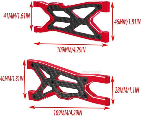 Aluminum Suspension Arms A-Arms Upgrades Part for 1/8 Typhon 3S BLX 4x4,1/10 Big Rock 3S BLX V3,4PCS RC Alloy Front Rear Suspension A Arms Hops up,Red in Saudi Arabia