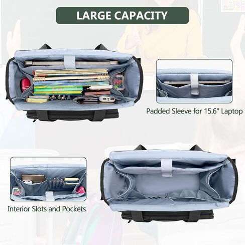CURMIO Large Teacher Bag for Women, Portable Teacher Tote Bag with Accordion File Organizer Compartment and Laptop Sleeve, Black(Patent Pending) in Saudi Arabia