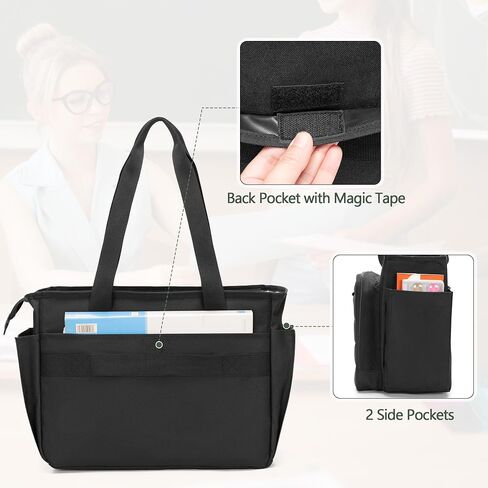 CURMIO Large Teacher Bag for Women, Portable Teacher Tote Bag with Accordion File Organizer Compartment and Laptop Sleeve, Black(Patent Pending) in Saudi Arabia