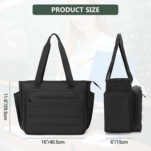 CURMIO Large Teacher Bag for Women, Portable Teacher Tote Bag with Accordion File Organizer Compartment and Laptop Sleeve, Black(Patent Pending) in Saudi Arabia