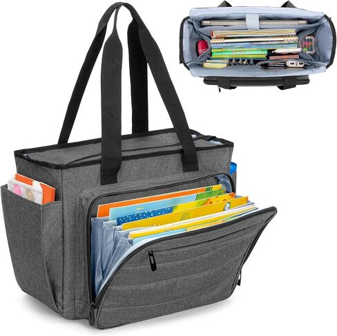 CURMIO Large Teacher Bag for Women, Portable Teacher Tote Bag with Accordion File Organizer Compartment and Laptop Sleeve, Black(Patent Pending) in Saudi Arabia