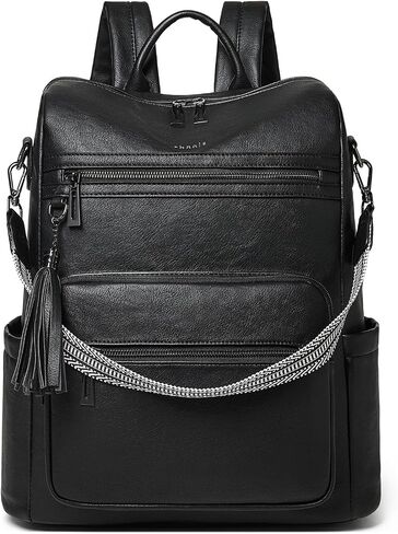 Shrrie 15.6 inch Laptop Backpack for Women,Large Leather Backpack Purse,Travel Backpack Carry on,Water Resistant Casual Laptop Backpacks,College Backpack,Work Backpack for Women,Two-toned Brown in Saudi Arabia
