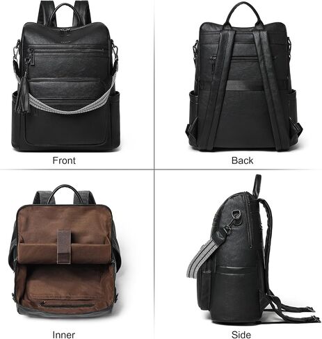 Shrrie 15.6 inch Laptop Backpack for Women,Large Leather Backpack Purse,Travel Backpack Carry on,Water Resistant Casual Laptop Backpacks,College Backpack,Work Backpack for Women,Two-toned Brown in Saudi Arabia