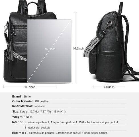 Shrrie 15.6 inch Laptop Backpack for Women,Large Leather Backpack Purse,Travel Backpack Carry on,Water Resistant Casual Laptop Backpacks,College Backpack,Work Backpack for Women,Two-toned Brown in Saudi Arabia