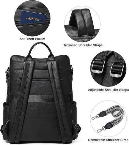 Shrrie 15.6 inch Laptop Backpack for Women,Large Leather Backpack Purse,Travel Backpack Carry on,Water Resistant Casual Laptop Backpacks,College Backpack,Work Backpack for Women,Two-toned Brown in Saudi Arabia