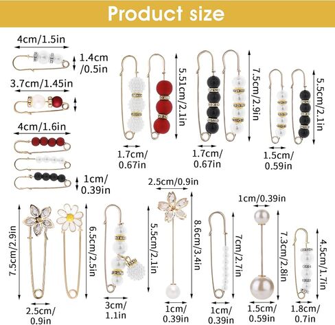 18pcs Junk Socks Charms Sock Charms Pearl Brooch Pins Pins Women Decorative Safety Pins Artificial Pearls Brooch Pins for Crafts Women Dress Skirt Sweater in Saudi Arabia