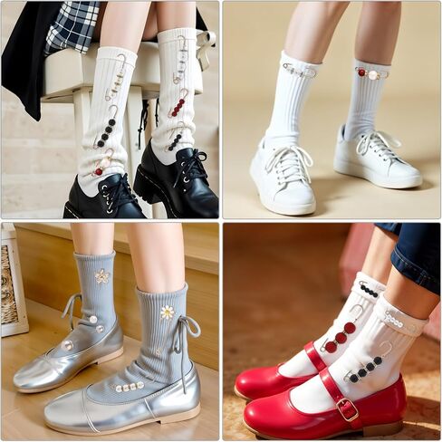18pcs Junk Socks Charms Sock Charms Pearl Brooch Pins Pins Women Decorative Safety Pins Artificial Pearls Brooch Pins for Crafts Women Dress Skirt Sweater in Saudi Arabia