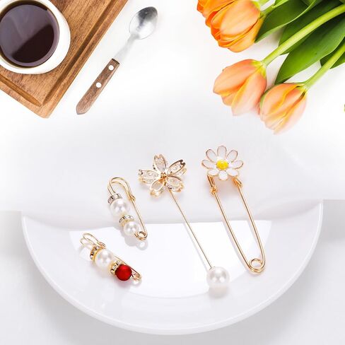 18pcs Junk Socks Charms Sock Charms Pearl Brooch Pins Pins Women Decorative Safety Pins Artificial Pearls Brooch Pins for Crafts Women Dress Skirt Sweater in Saudi Arabia