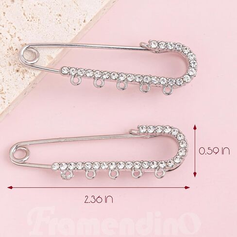 Framendino, Safety Pins Rhinestone Brooch Pins Heavy Duty with 5 Loops for DIY Crafts Sewing Clothes in Saudi Arabia