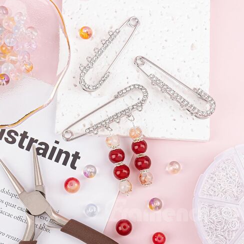 Framendino, Safety Pins Rhinestone Brooch Pins Heavy Duty with 5 Loops for DIY Crafts Sewing Clothes in Saudi Arabia