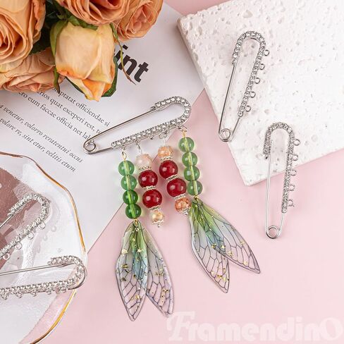 Framendino, Safety Pins Rhinestone Brooch Pins Heavy Duty with 5 Loops for DIY Crafts Sewing Clothes in Saudi Arabia
