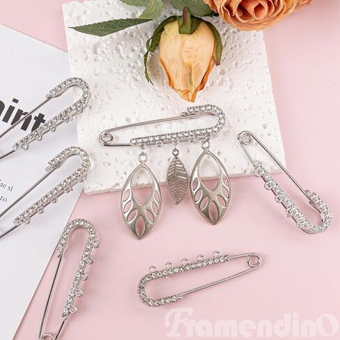 Framendino, Safety Pins Rhinestone Brooch Pins Heavy Duty with 5 Loops for DIY Crafts Sewing Clothes in Saudi Arabia