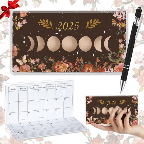 Gueevin 2025 Pocket Calendar for Purse with Pen Small Pocket Planner Handy Weekly Monthly Planner Journal Writing Notebook Christmas New Year Gift Sister Friend Women(Orange Red,Embroidery Floral) in Saudi Arabia