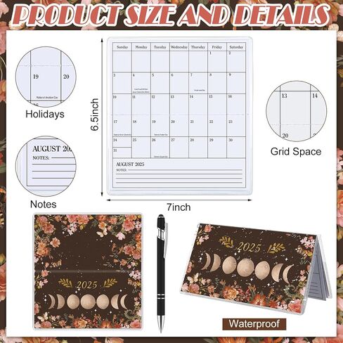 Gueevin 2025 Pocket Calendar for Purse with Pen Small Pocket Planner Handy Weekly Monthly Planner Journal Writing Notebook Christmas New Year Gift Sister Friend Women(Orange Red,Embroidery Floral) in Saudi Arabia