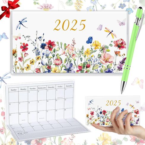 Gueevin 2025 Pocket Calendar for Purse with Pen Small Pocket Planner Handy Weekly Monthly Planner Journal Writing Notebook Christmas New Year Gift Sister Friend Women(Orange Red,Embroidery Floral) in Saudi Arabia