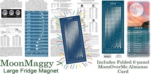 Moon Calendar 2025, MoonMaggy - 3-Set -3 Magnetic Fridge Calendars Plus 3 Moon Over Me Almanac Information Cards in Saudi Arabia