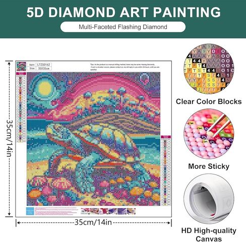 zythron السلاحف الماس اللوحة مجموعات للبالغين السلاحف البحرية الماس مجموعات الفن للبالغين المبتدئين diy الحفر الكامل الماس لوحات 5d جوهرة الفن والحرف اليدوية لهدايا ديكور الحائط المنزل 14 × 14 بوصة in Kuwait