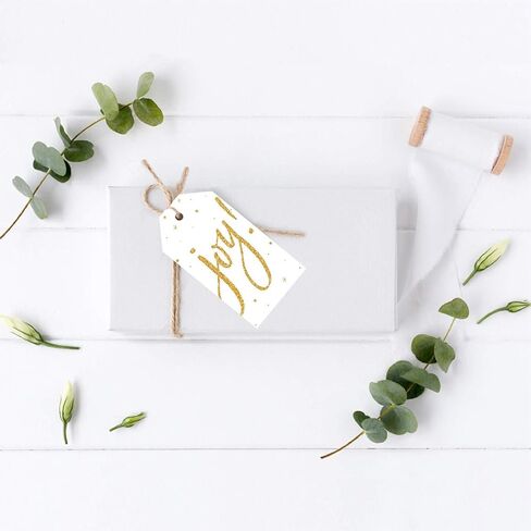 Andaz Press Christmas Classic Gift Tags, Faux Gold Glitter Joy on White, 20-Pack in Saudi Arabia