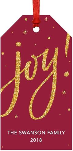 Andaz Press Christmas Classic Gift Tags, Faux Gold Glitter Joy on White, 20-Pack in Saudi Arabia