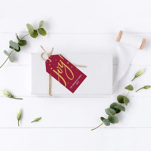 Andaz Press Christmas Classic Gift Tags, Faux Gold Glitter Joy on White, 20-Pack in Saudi Arabia
