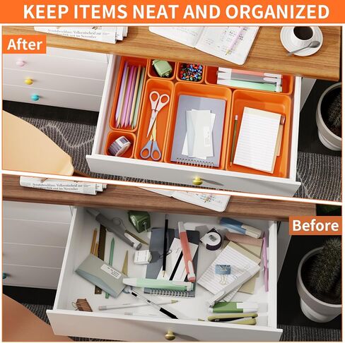 45 Pack Desk Drawer Organizer Tray, 3 Sizes Plastic Drawers Organizer Storage for Kitchen, Bathroom, Office, Vanity, Makeup, Utensils, Junk Drawer Organizer Bins, Gadget Trays for Organizing, Red in Kuwait
