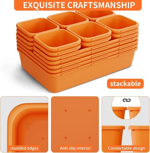 45 Pack Desk Drawer Organizer Tray, 3 Sizes Plastic Drawers Organizer Storage for Kitchen, Bathroom, Office, Vanity, Makeup, Utensils, Junk Drawer Organizer Bins, Gadget Trays for Organizing, Red in Kuwait