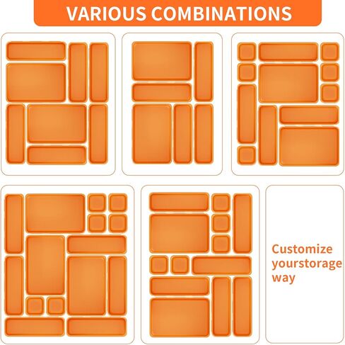 45 Pack Desk Drawer Organizer Tray, 3 Sizes Plastic Drawers Organizer Storage for Kitchen, Bathroom, Office, Vanity, Makeup, Utensils, Junk Drawer Organizer Bins, Gadget Trays for Organizing, Red in Kuwait