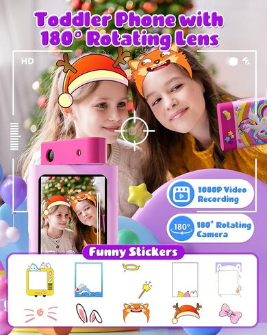 لعبة هاتف ذكي للأطفال للفتيات، هدية عيد ميلاد للفتيات من سن 3 إلى 10 سنوات، هاتف لعب للأطفال الصغار بشاشة لمس مع كاميرا دوارة، لعبة تعليمية، مشغل موسيقى in Kuwait