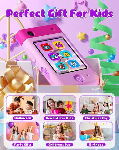 لعبة هاتف ذكي للأطفال للفتيات، هدية عيد ميلاد للفتيات من سن 3 إلى 10 سنوات، هاتف لعب للأطفال الصغار بشاشة لمس مع كاميرا دوارة، لعبة تعليمية، مشغل موسيقى in Kuwait