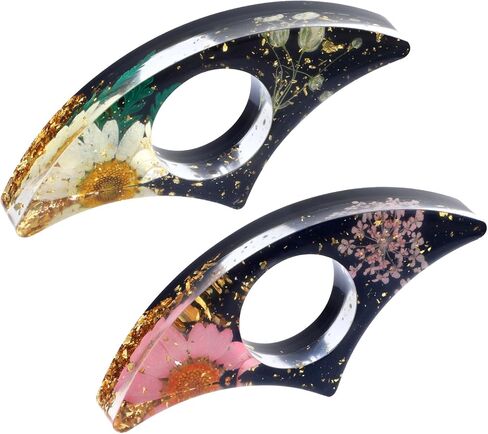 cobee Dried Flower Book Holder, 2 Pcs Handmade Thumb Book Page Holder Resin Reading Accessories Ring Book Opener Floral Bookmark for Teachers Book Lovers(White,Black,Pink) in Kuwait