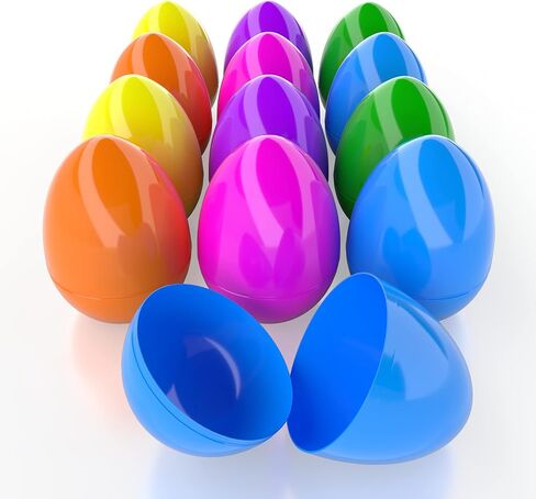 Jumbo Six Inch Fillable Easter Eggs,12 Colorful Bright Plastic Easter Eggs, Perfect for Easter Egg Hunt, Surprise Egg, Easter Hunt, Assorted Colors, 6" Giant Fillable Eggs (12-Pack) in Kuwait