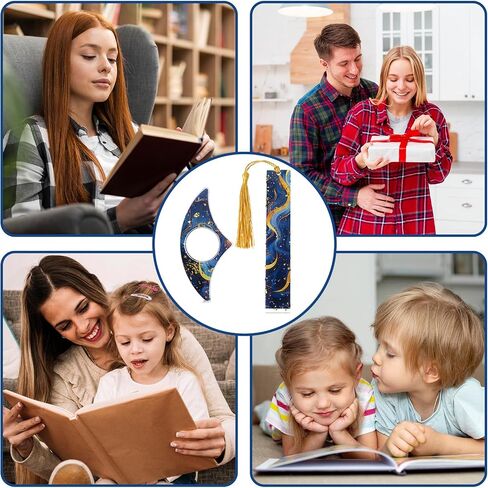4 Pcs Aesthetic Resin Bookmarks Set, Glittering Book Page Holder, Handmade Thumb Book Holder & Bookmark Kit Transparent Page Marker with Tassels for Students Teachers Book Lovers Gifts(Blue) in Saudi Arabia