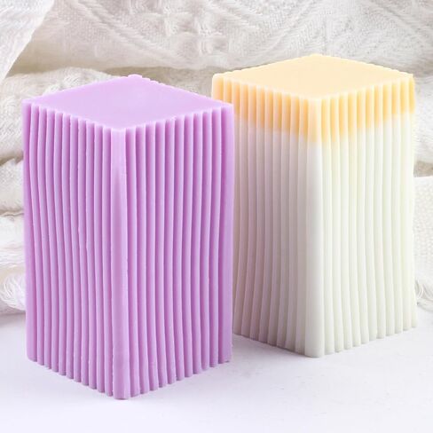 Stripe Pillar Candle Mold Square Stripe Silicone Candle Molds for Candle Home Decorate Mold Candle Making Resin Aromatherapy Gypsum Candles Clay Craft in Saudi Arabia
