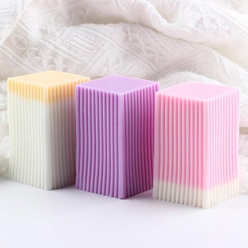 Stripe Pillar Candle Mold Square Stripe Silicone Candle Molds for Candle Home Decorate Mold Candle Making Resin Aromatherapy Gypsum Candles Clay Craft in Saudi Arabia