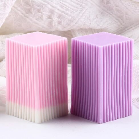 Stripe Pillar Candle Mold Square Stripe Silicone Candle Molds for Candle Home Decorate Mold Candle Making Resin Aromatherapy Gypsum Candles Clay Craft in Saudi Arabia