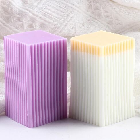 Stripe Pillar Candle Mold Square Stripe Silicone Candle Molds for Candle Home Decorate Mold Candle Making Resin Aromatherapy Gypsum Candles Clay Craft in Saudi Arabia