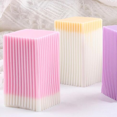 Stripe Pillar Candle Mold Square Stripe Silicone Candle Molds for Candle Home Decorate Mold Candle Making Resin Aromatherapy Gypsum Candles Clay Craft in Saudi Arabia